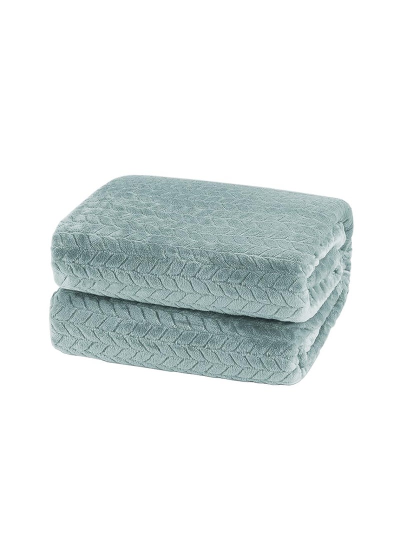 VAS COLLECTIONS Premium Plush Single Blanket with Leaf Jacquard 300 GSM Lightweight Cozy Soft for Bed Sofa Couch Travel Camping 150x220 cm or 60X86 inches