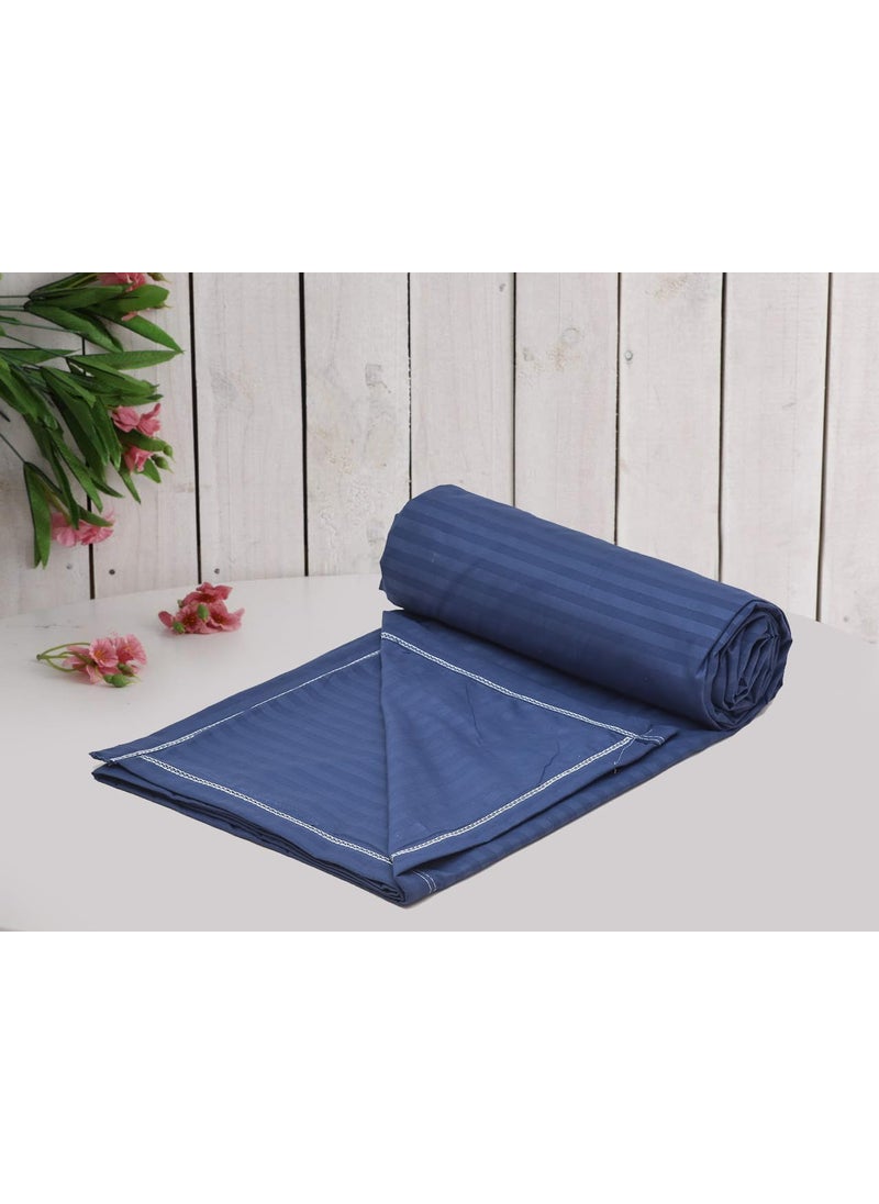 COZY FURNISH Super Soft Brushed Microfiber Cotton Reversible Hotel Dohar Blankets 250TCSoft AC Blanket Satin Stripes Lightweight Double Dohar 90X100Inches with Same Fabric Border Blue