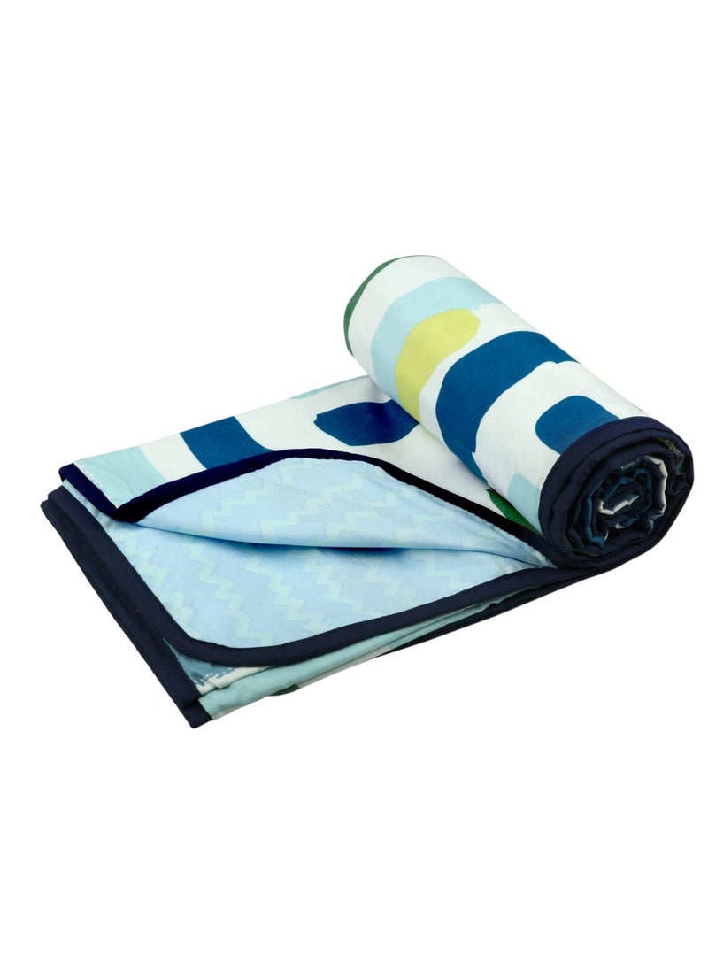 VAS COLLECTIONS 120 GSM Premium Cotton Printed DoharAC Blanket for Single Bed Size 60 x 86 inches Ultrasoft Lightweight Single 152x220 cmsBlue Multi