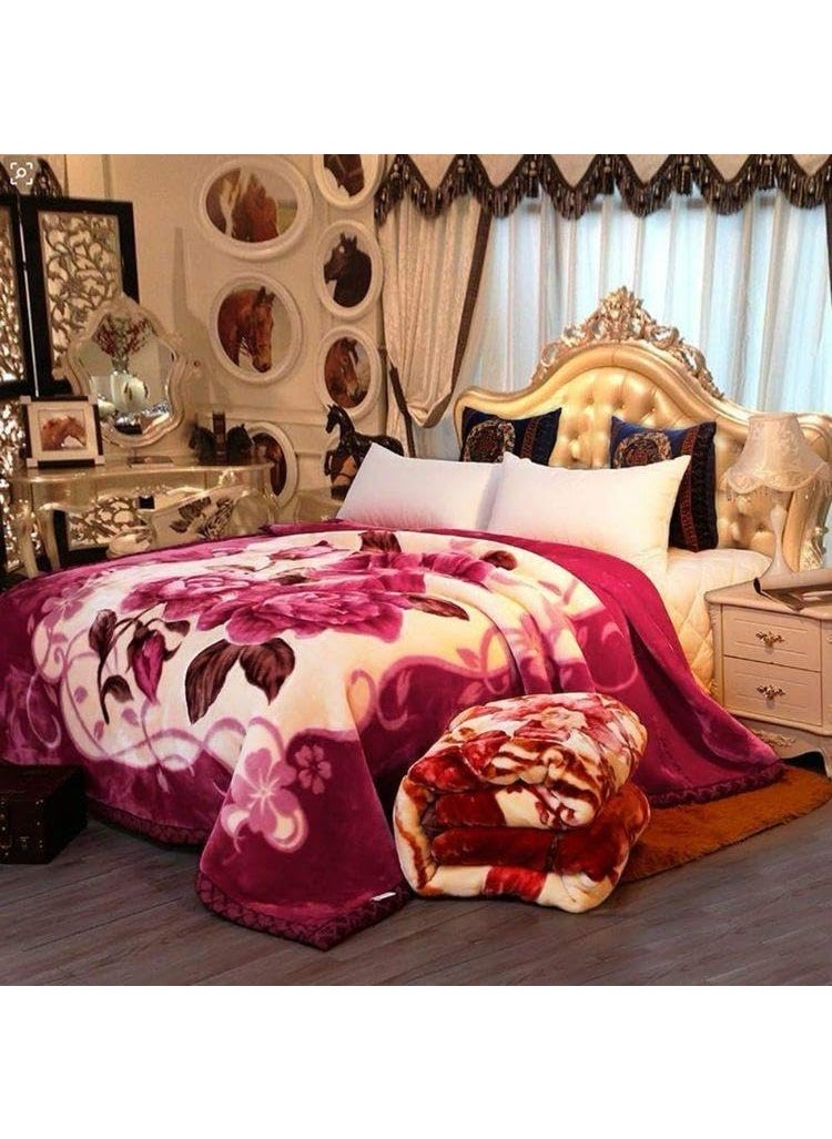 OMAJA HOME Gold 2 Ply Double Bed Blanket Cloudy Super Soft Luxurious Embossed for Heavy Winter Blanket Breathable with Bag Packing Pack of 1 Multicolor_08