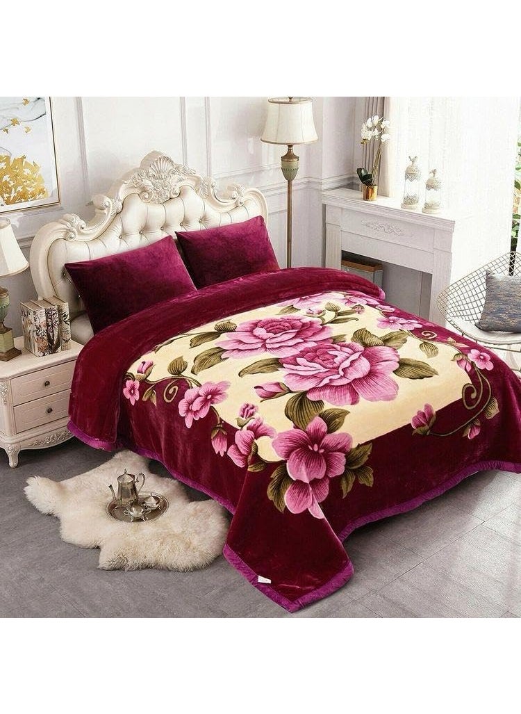 OMAJA HOME Gold 2 Ply Double Bed Blanket Cloudy Super Soft Luxurious Embossed for Heavy Winter Blanket Breathable with Bag Packing Pack of 1 Multicolor_02