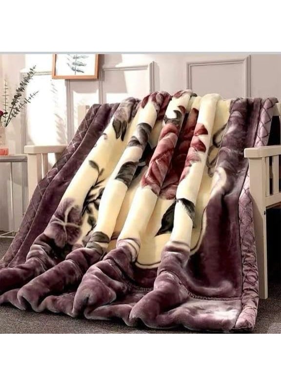 ELSTONE HOME with Device Flower Printing Soft Flannel Fleece Double Bed Blanket for Winter Pack of 1Multicolor01 TC 120
