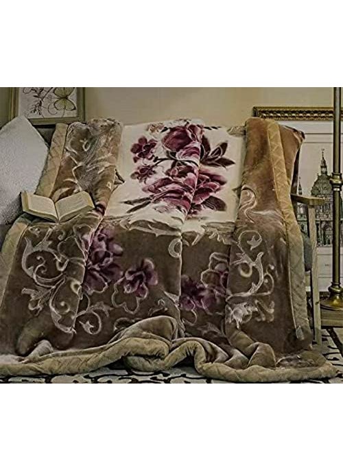ELSTONE HOME Cloudy Super Soft Fabric Floral Printed Mink Heavy Duty Luxury Ultra 2 Ply Double Bed Blanket 5 kg for Heavy Winters with English Colors Stylish Bag Packing Multicolor skin friendly