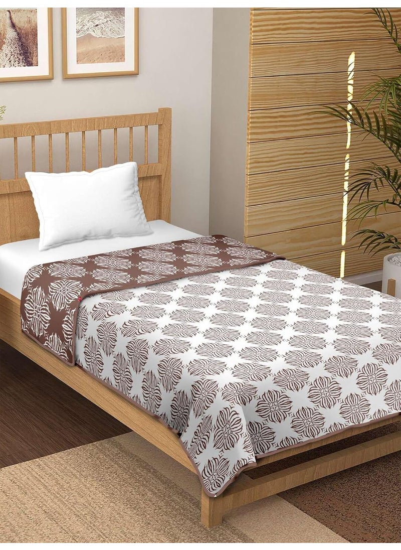 CHICERY 100 Pure Cotton Reversible DoharAC Blanket for Single Bed All Weather Light Weight Floral Design Dohar Pack of 1Cedar Flower