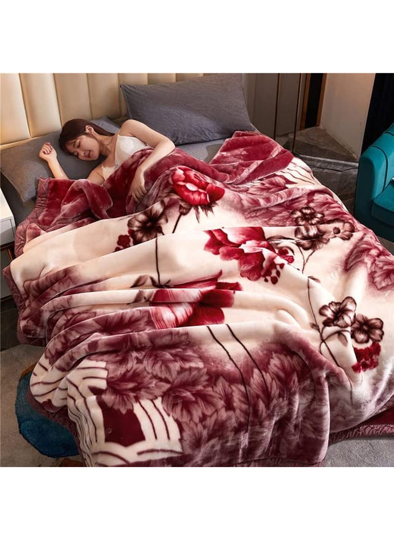 ELSTONE HOME with Device Supersoft Micromink Double Bed Blanket for Heavy Winters 650 GSM Supersoft Double ply Blanket Warm Lightweight Double 200x220 cm Color2 multicolor TC 210