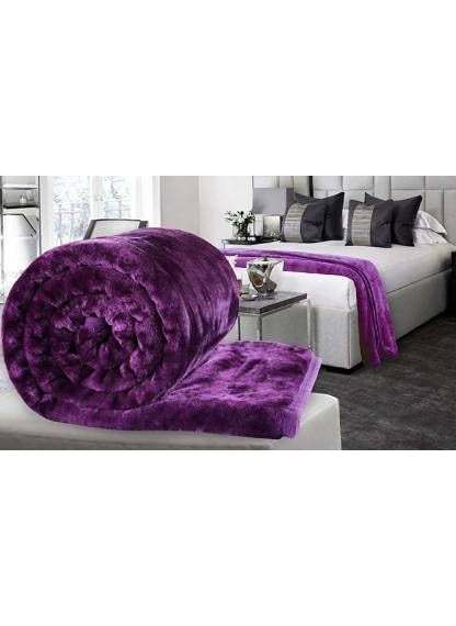 Bezzilish Home Decor Floral Double Mink Blanket for Heavy Winter229 cm x 229 cmPuple