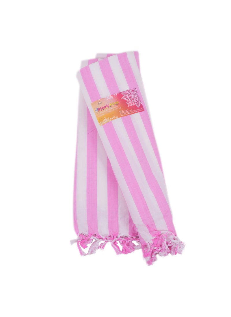 NIC Handloom Bhagalpuri Andi Dull Chadar AC Chadar Comforter Blanket Pure Bamboo Fabric Chadar for All Season Size 220x125cm White Pink Strip