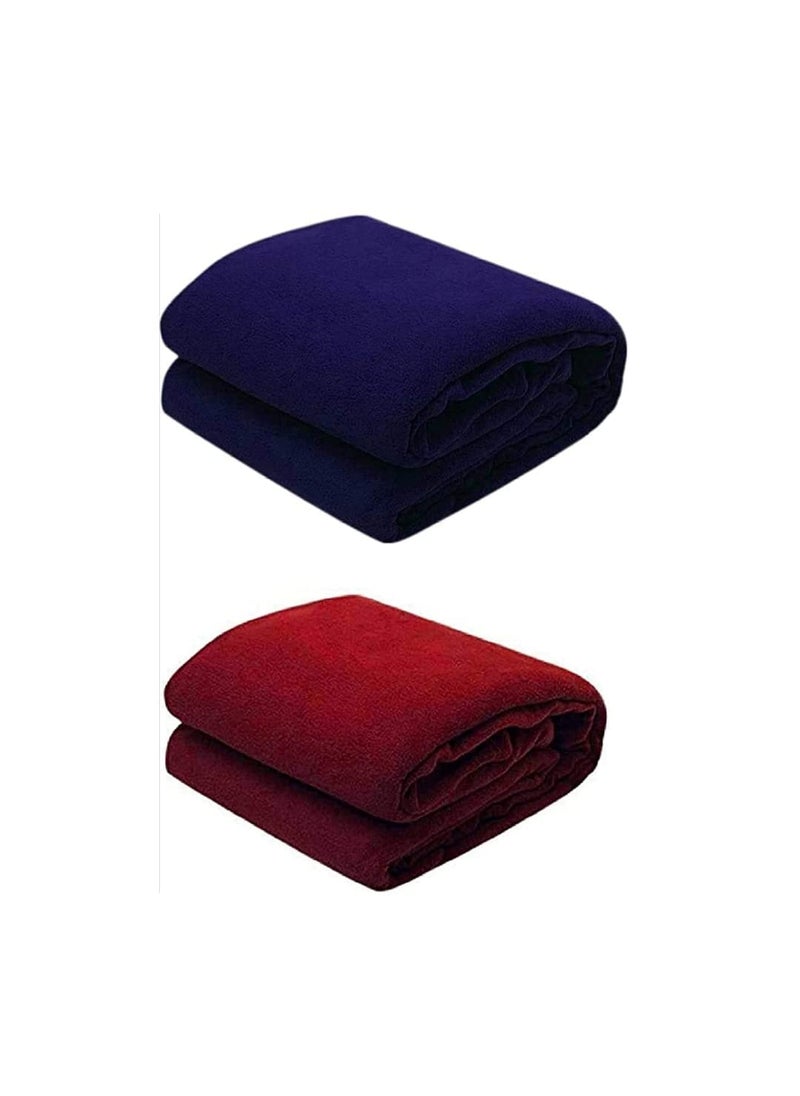 Cool Dealzz All Season Solid Fleece Blanket Combo for Single Bed Light Weight Soft and Plush Plain Warm or Hot AC Blankets for Bedroom Living Room Pack of 2pc