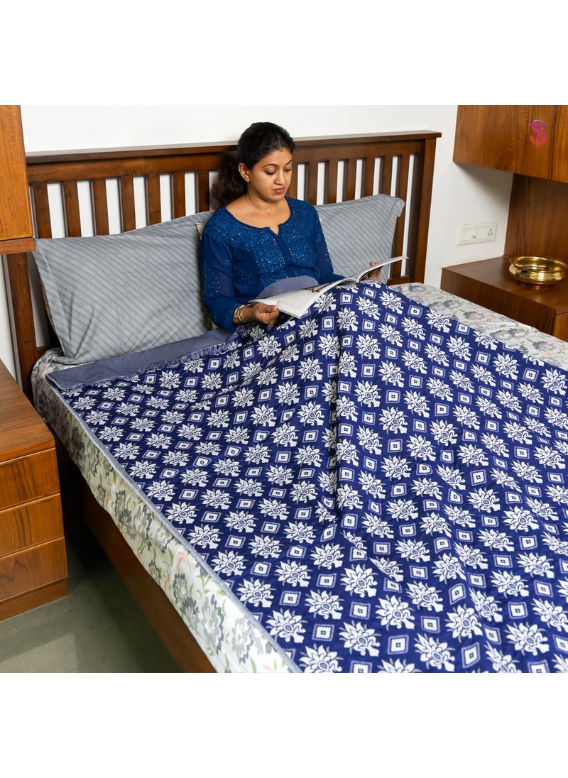 Saagar Tex Single Size Poly Cotton Blanket for Men and WomenChaddarAC ComforterSize 60x90 All SeasonColor BluePack of 1 Blanket