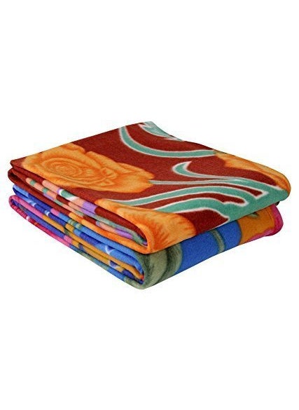 MUKHAKSH Print May Vary Coloured Single Bed Polar Fleece Soft Touch Light Weight Blanket for Light WintersSummer Multicolour Pack of 2