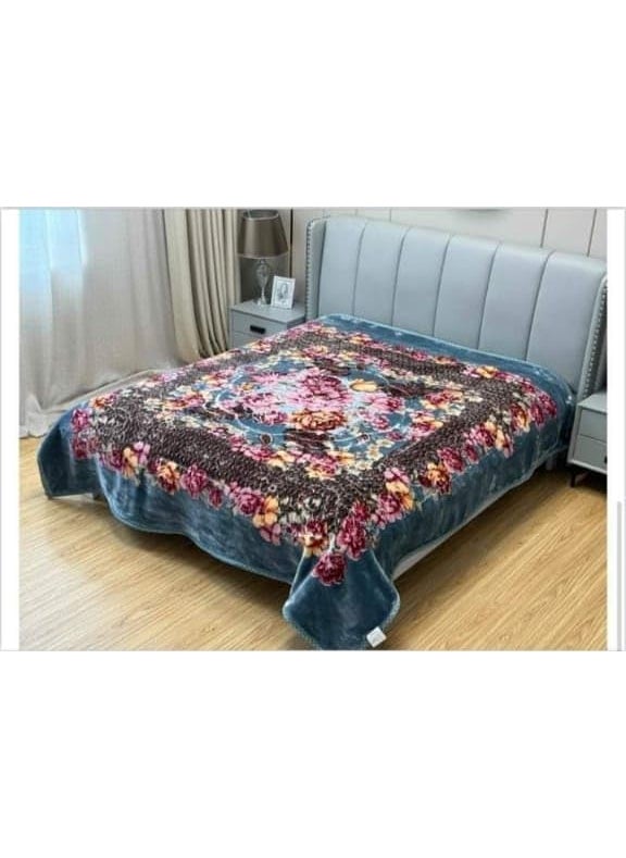 Bezzilish Home Ultra Soft Luxurious Embossed Very Warm Korean Mink Double Bed Blanket Double Ply Super Soft Blanket for Ac Room Size 9090 Inches Special for Diwali Gift Multicolor 07
