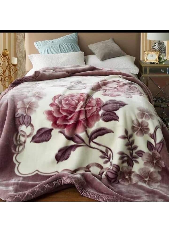 Bezzilish Home Ultra Soft Luxurious Embossed Very Warm Korean Mink Double Bed Blanket Double Ply Super Soft Blanket for Ac Room Size 9090 Inches Special for Diwali Gift Multicolor 04