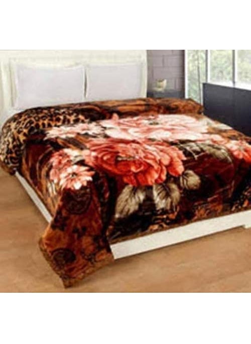 OMAJA HOME Mink Reversible Double Ply Floral Design Double Bed Embossed Blanket for Heavy Winter with a Fancy Bag Packing Multicolor Pack of 1