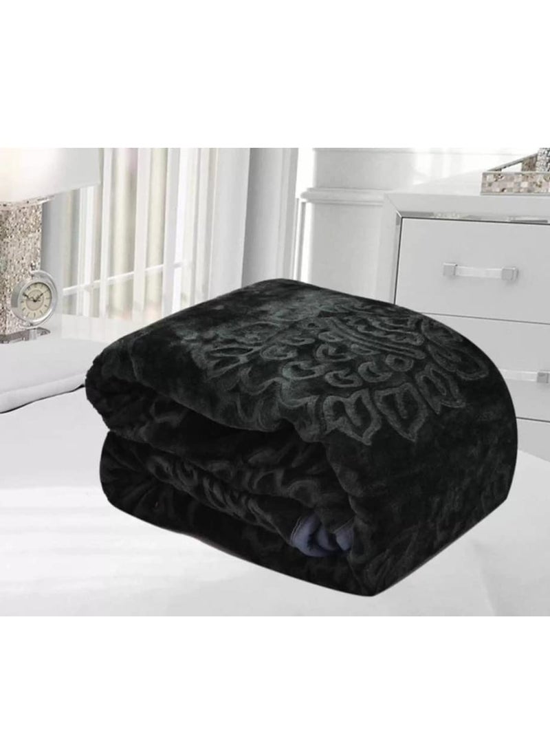 ELSTONE Home Embossed Blankets Solid Colour Ultra Soft Floral Double Bed Blanket Double Ply Light Mink Winter Blanket with Stylish Bag Packing Lightweight 4 kg Color4