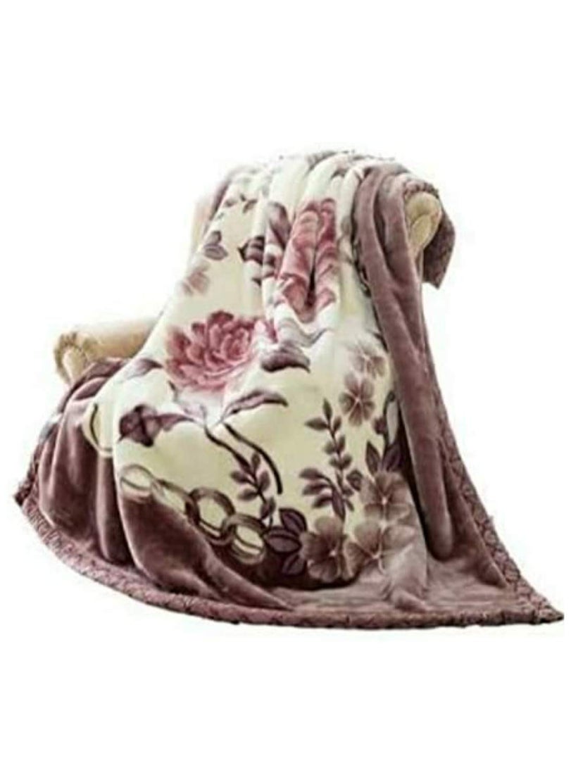 ELSTONE HOME Premium Double Ply Floral Design Double Bed Embossed Reversible Mink Blanket for Heavy Winter Multicolor