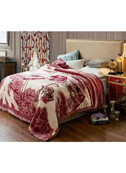 ELSTONE HOME Soft Fabric Rose Printed Korean Double ply Double Bed Mink Blanket with Fancy Bag Packing Multicolor