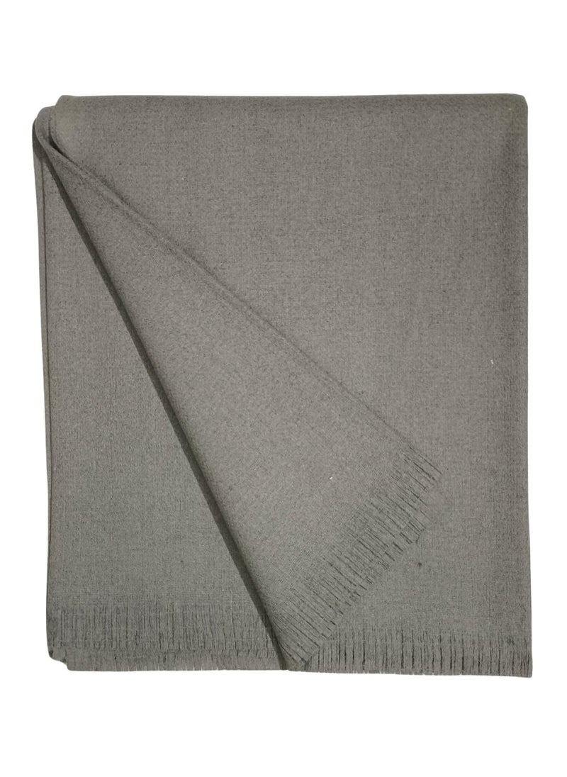 Arvore Bunkaar Handloom 100 Pure Wool Very Warm Plain BlanketLohi 54 X 96 Grey