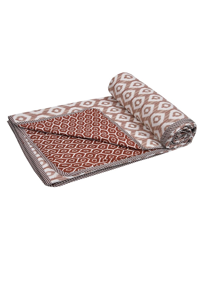 CHICERY Cotton Reversible DoharAC Blanket for Single Bed All Weather Light Weight Pack of 1Brown dot