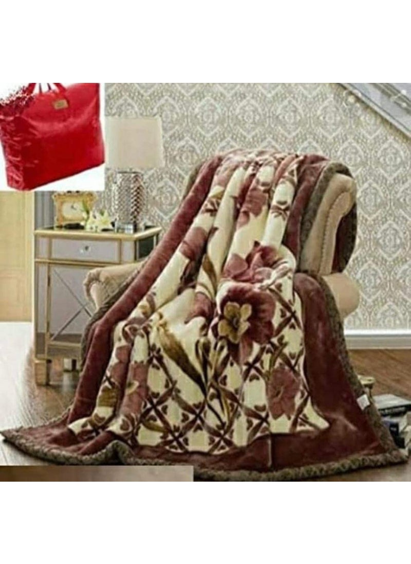 ELSTONE HOME with Device2 Ply Mink Super Soft Cloudy Double Bed Blanket with a Fancy Bag Packing for Heavy WinterMulticolor09