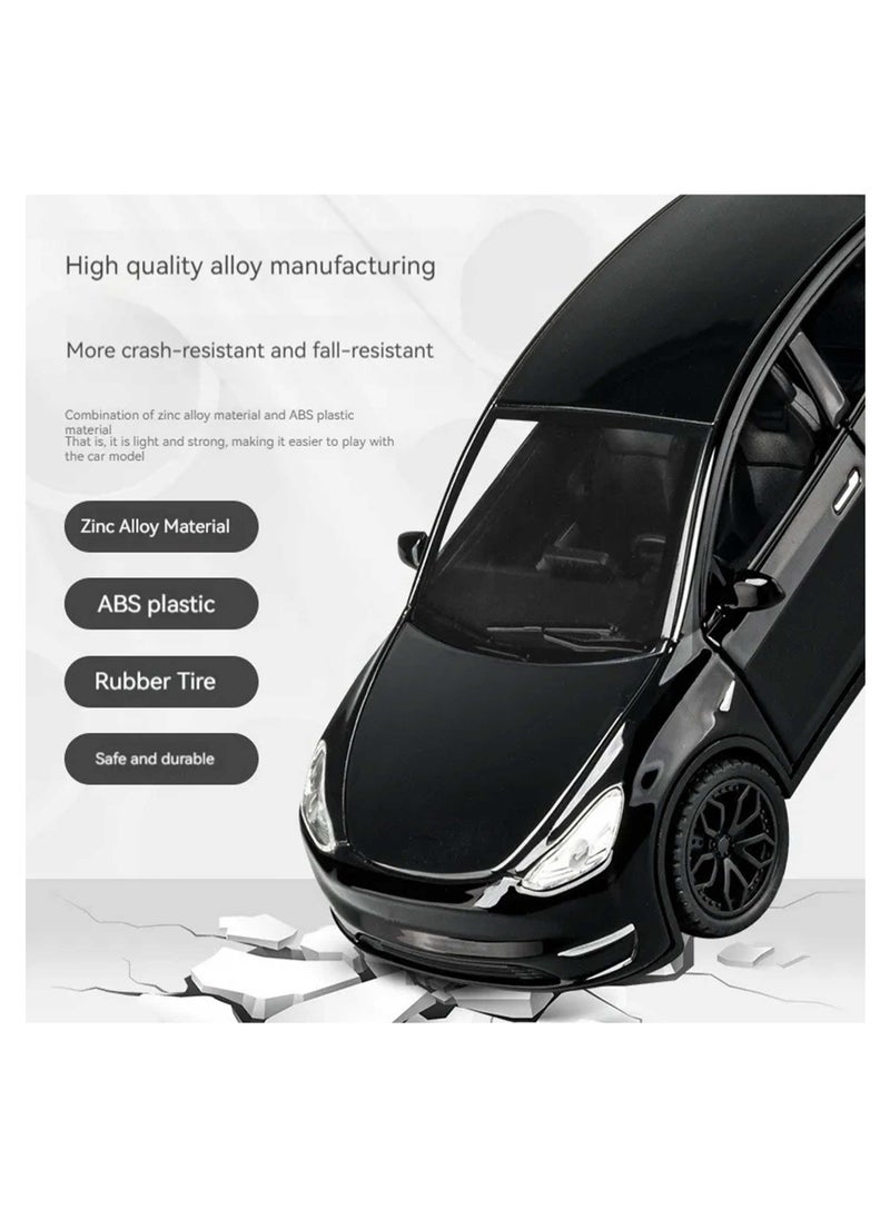 Pull Back Action 1:24 Scale Diecast Model Alloy Metal Toy Car for Kids with Openable Doors & Light