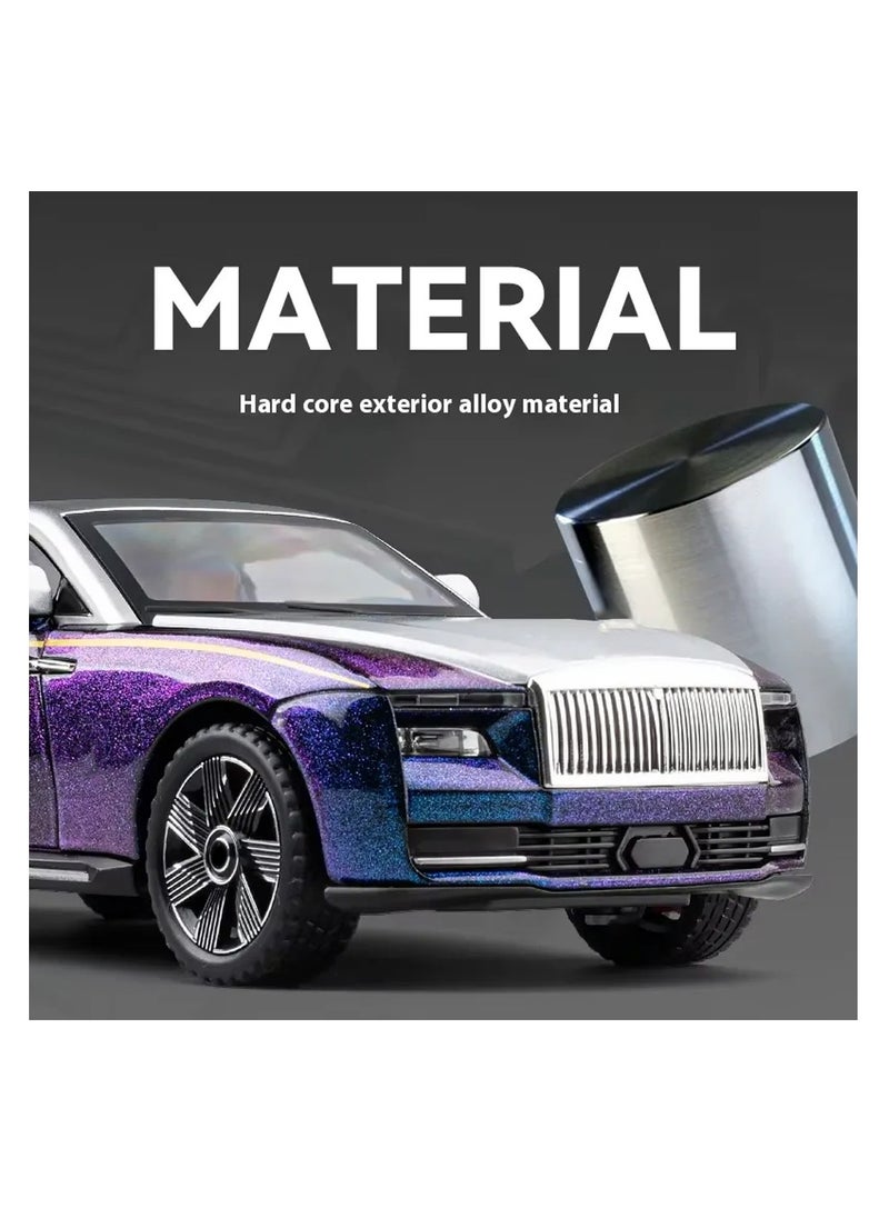 Pull Back Action 1:24 Scale Diecast Model Alloy Metal Toy Car for Kids with Openable Doors & Light