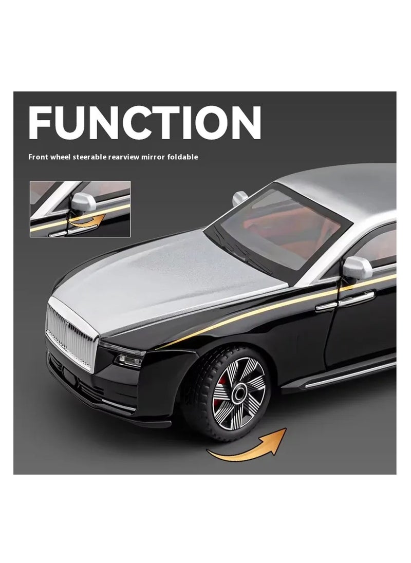Pull Back Action 1:24 Scale Diecast Model Alloy Metal Toy Car for Kids with Openable Doors & Light