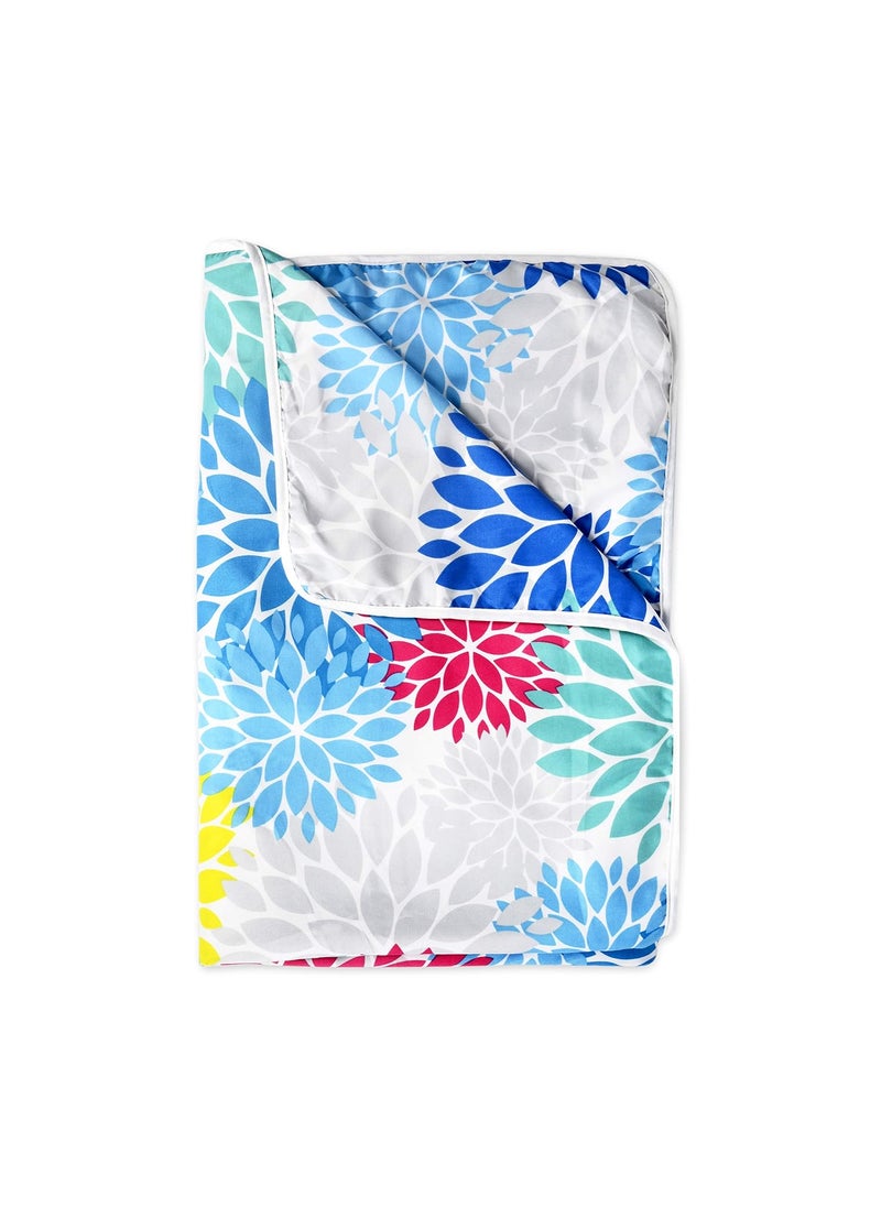 Divine Casa 120 GSM Microfiber Double Dohar Soft Lightweight Throw Blanket Cozy Breathable AllSeason Comfort 220 x 205 CM Floral Burst Pattern Blue Aqua