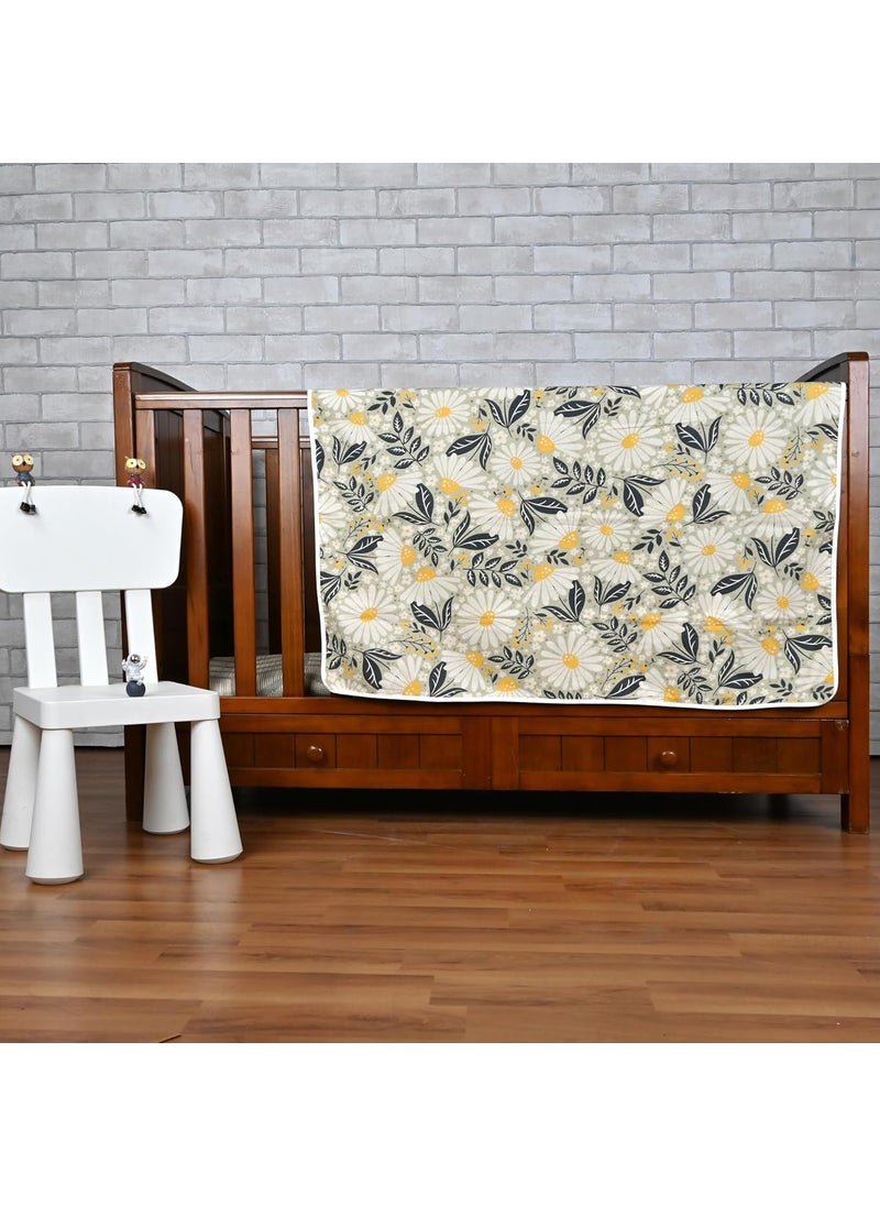 Divine Casa Floret 100 Cotton Single Kids Dohar 120 GSM Soft Lightweight Throw Blanket Cozy Breathable Bedding AllSeason Comfort 140 x 100 CM Vintage Daisies