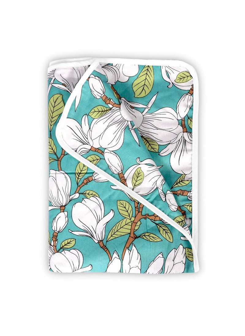 Divine Casa Floret 100 Cotton Single Kids Dohar 120 GSM Soft Lightweight Throw Blanket Cozy Breathable Bedding AllSeason Comfort 140 x 100 CM Meadow Green