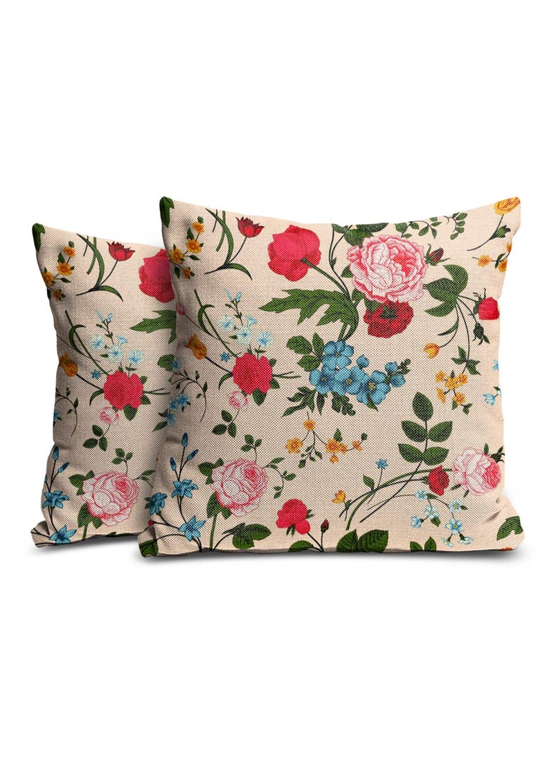 sleep natures Jute Fabric Printed Decorative ThrowPillow Covers Cushion Covers for Living Room Bed Room SofaChairs PackSet of 2 Multicolour Size 24 x 24 Inches