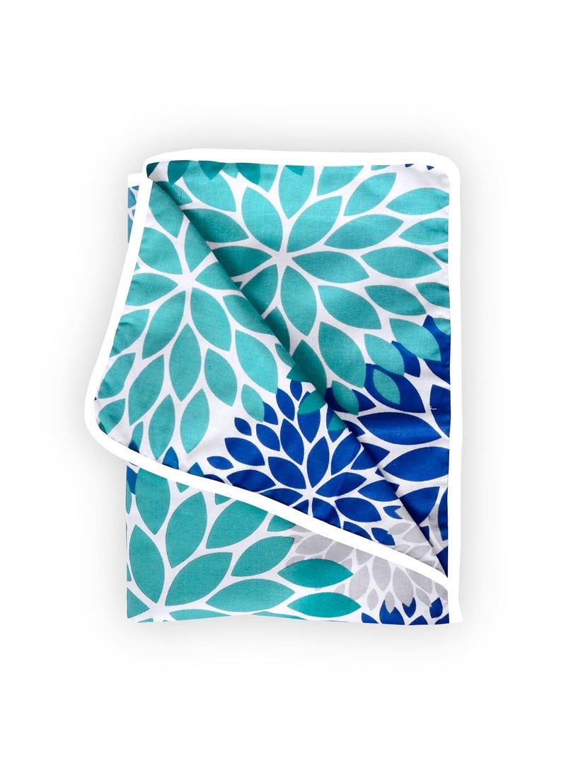 Divine Casa Floret 100 Cotton Single Kids Dohar 120 GSM Soft Lightweight Throw Blanket Cozy Breathable Bedding AllSeason Comfort 140 x 100 CM Blue Aqua