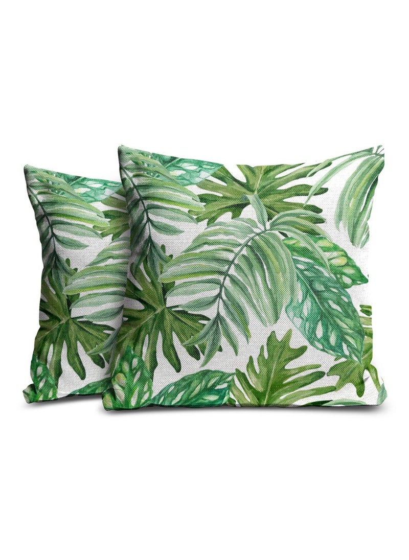 Sleep Natures Jute Fabric Printed ThrowPillow Cushion Covers for LivingBed Room Set of 2 Multicolour 24 X 24 Inch