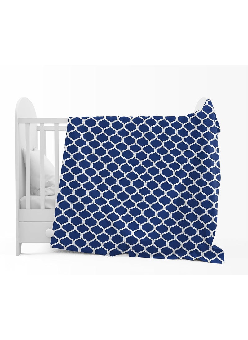 Divine Casa 120 GSM Microfiber Single Kids Dohar 04 Years Soft Lightweight Throw Blanket Cozy Breathable AllSeason Comfort 140 x 100 CM Moroccan Pattern Deep Blue