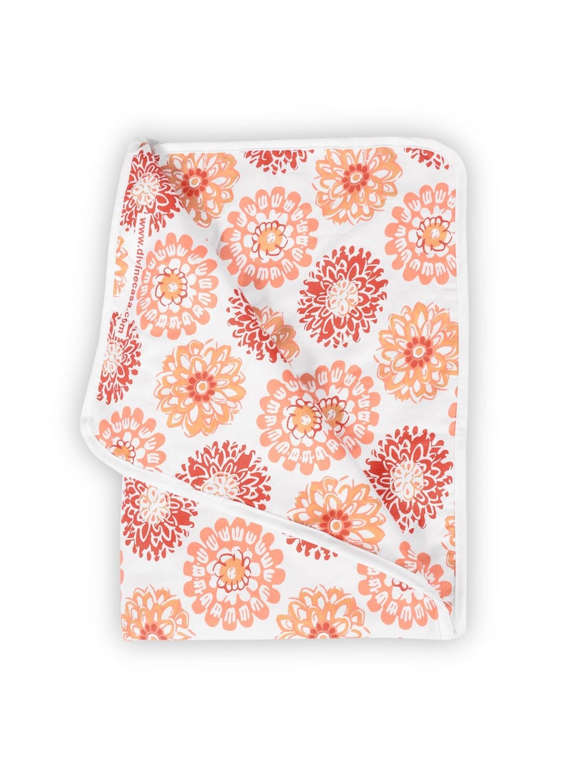 Divine Casa Floret 100 Cotton Single Kids Dohar 120 GSM Soft Lightweight Throw Blanket Cozy Breathable Bedding AllSeason Comfort 140 x 100 CM Red Orange
