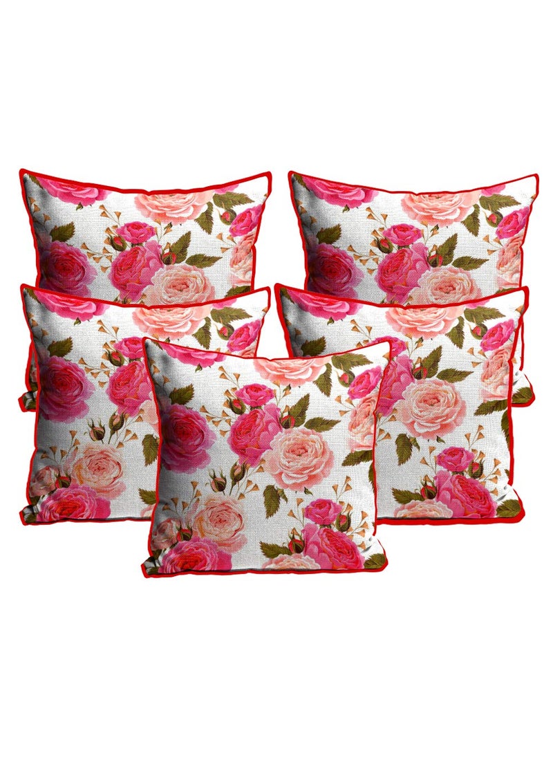 Kesar Enterprises Sleep Natures Jute Fabric Printed Decorative ThrowPillow CoversCushion Covers for Living Room Bed Room SofaChairs PackSet of 5 Multicolour Size 12 x 12 Inches