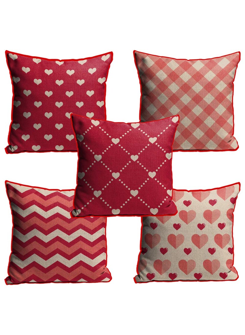 Kesar Enterprises Sleep Natures Jute Fabric Printed Decorative ThrowPillow CoversMulti Cushion Cover for Living Room Bed Room SofaChairs PackSet of 5 Multi Colour Size 12 x 12 Inches