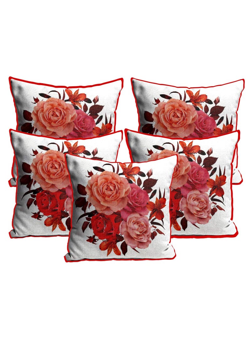Kesar Enterprises Sleep Natures Jute Fabric Printed Decorative ThrowPillow CoversCushion Covers for Living Room Bed Room SofaChairs PackSet of 5 Multicolour Size 12 x 12 Inches