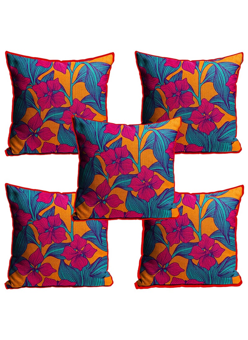 Ship Smart Exclusive Jute Decorative ThrowPillow Covers Cushion Covers for Living Room Bed Room SofaChair PackSet of 5 Multicolour Size 12 x 12 Inches Design No 62