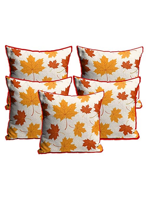 Kesar Enterprises Sleep Natures Jute Fabric Printed Decorative ThrowPillow CoversCushion Covers for Living Room Bed Room SofaChairs PackSet of 5 Multicolour Size 24 x 24 Inches