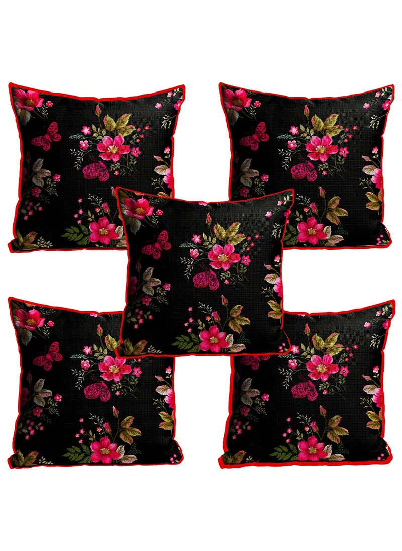 MUKESH HANDICRAFTS Polyester Jute Decorative ThrowPillow Covers Cushion Covers for Living Room Set of 5 24 X 24 Inch Multicolor Mh524Jutecc0004