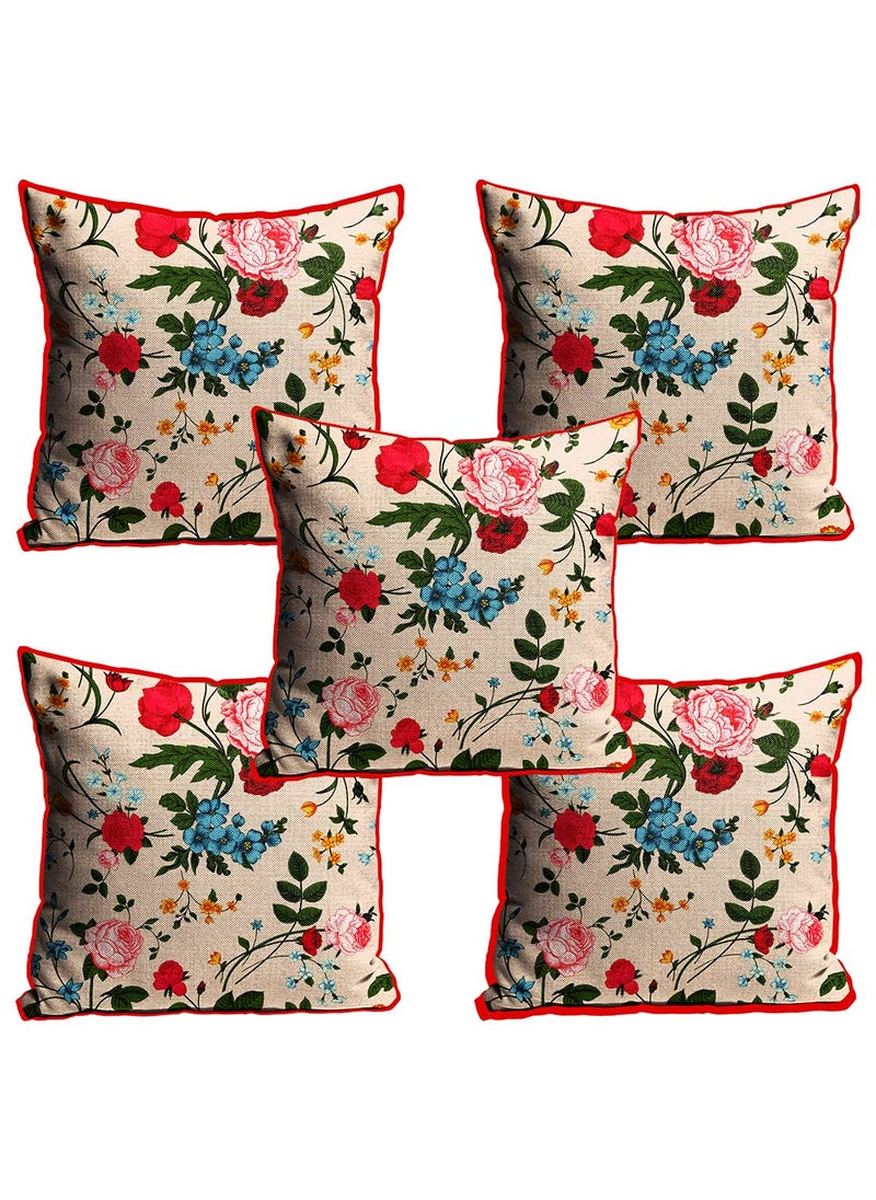 MUKESH HANDICRAFTS Jute Exclusive Decorative ThrowPillow Covers Cushion Covers for Living Room Bed Room SofaChairs Set of 5 Multicolour Size 24 x 24 Inches