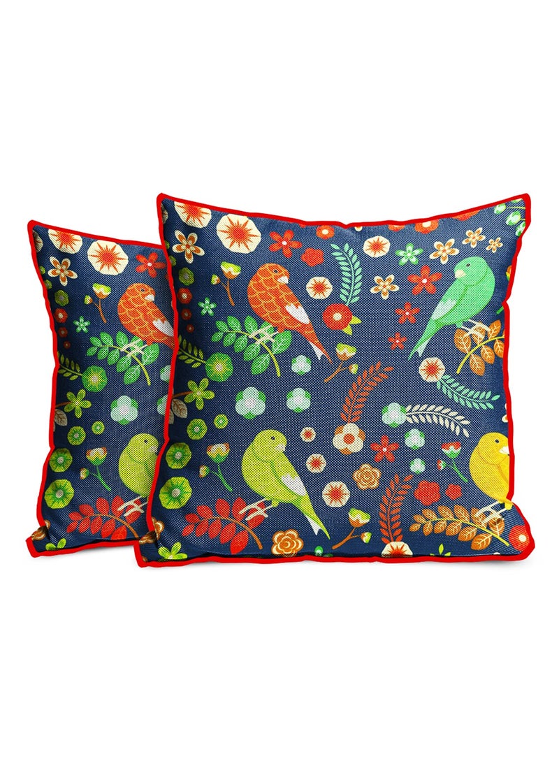 MUKESH HANDICRAFTS Polyester Jute Decorative ThrowPillow Covers Cushion Covers for Living Room Set of 2 24 X 24 Inch Multicolor Mh224Jutecc0217
