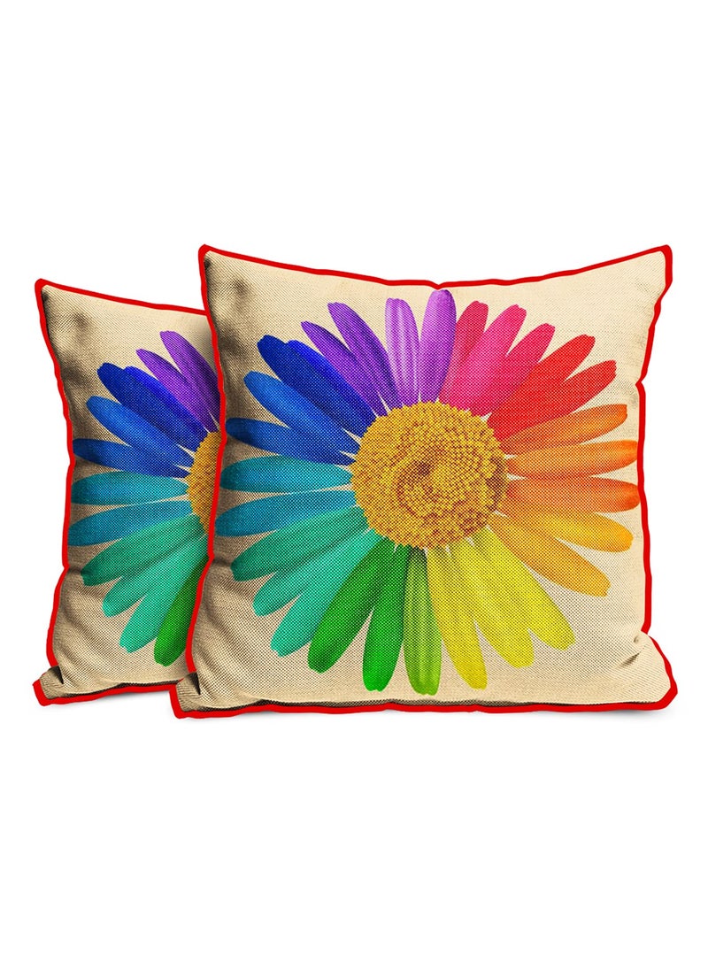 MUKESH HANDICRAFTS Polyester Jute Decorative ThrowPillow Covers Cushion Covers for Living Room Set of 2 24 X 24 Inch Multicolor Mh224Jutecc0160