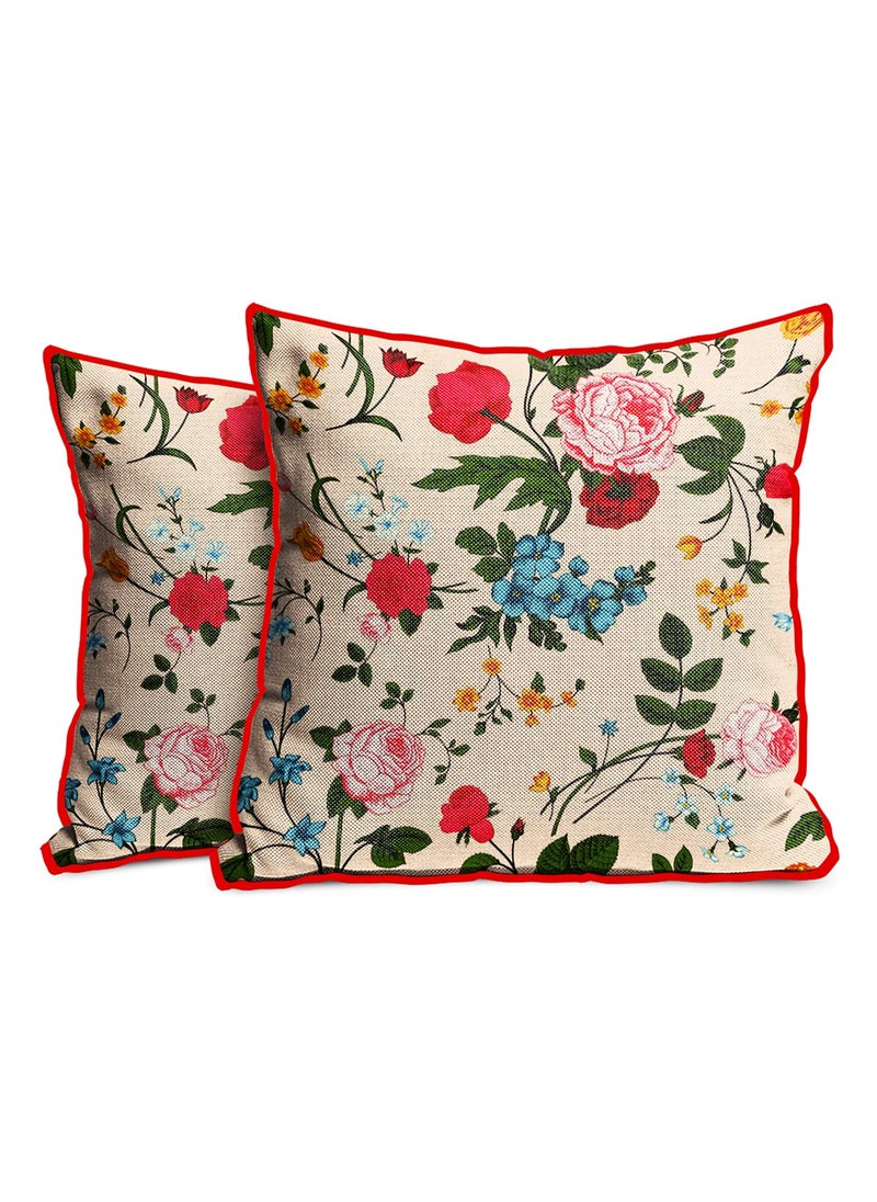 MUKESH HANDICRAFTS Polyester Jute Decorative ThrowPillow Covers Cushion Covers for Living Room Set of 2 24 X 24 Inch Multicolor Mh224Jutecc0170