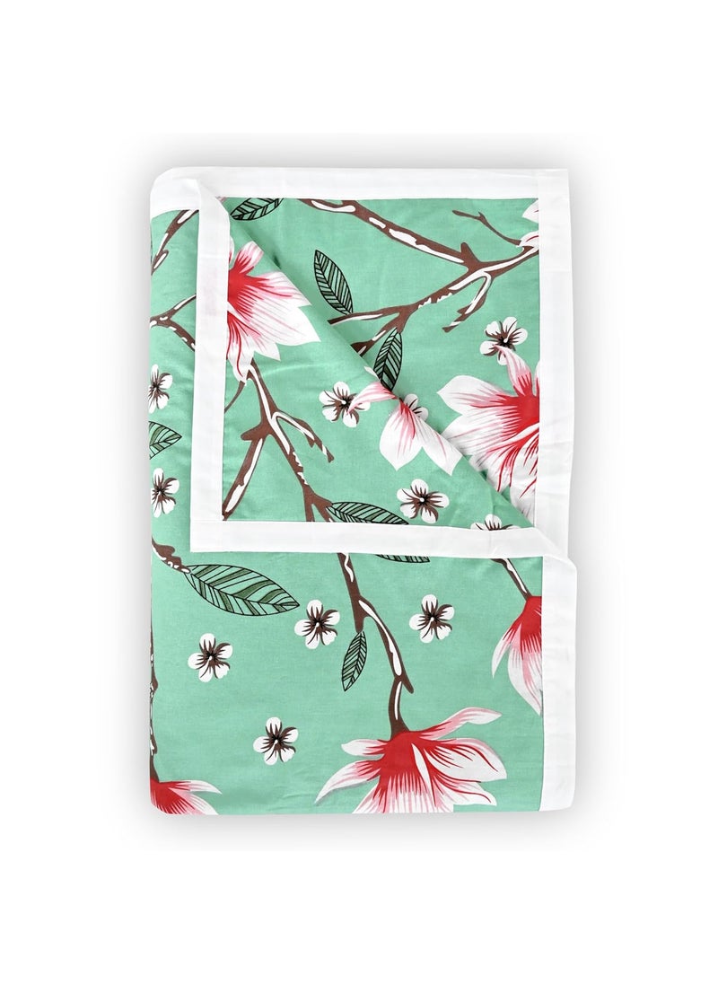 Divine Casa Floret 100 Cotton Double Dohar 120 GSM Soft Lightweight Throw Blanket Reversible Design Cozy Breathable Bedding AllSeason Comfort 220 x 205 CM Blossom Haven Mint