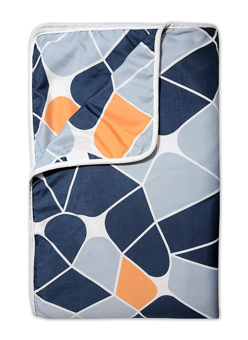 Divine Casa 120 GSM Microfiber Single Dohar Soft Lightweight Throw Blanket Cozy Breathable AllSeason Comfort 210 x 140 CM Geometric Pattern BlueGrey Orange