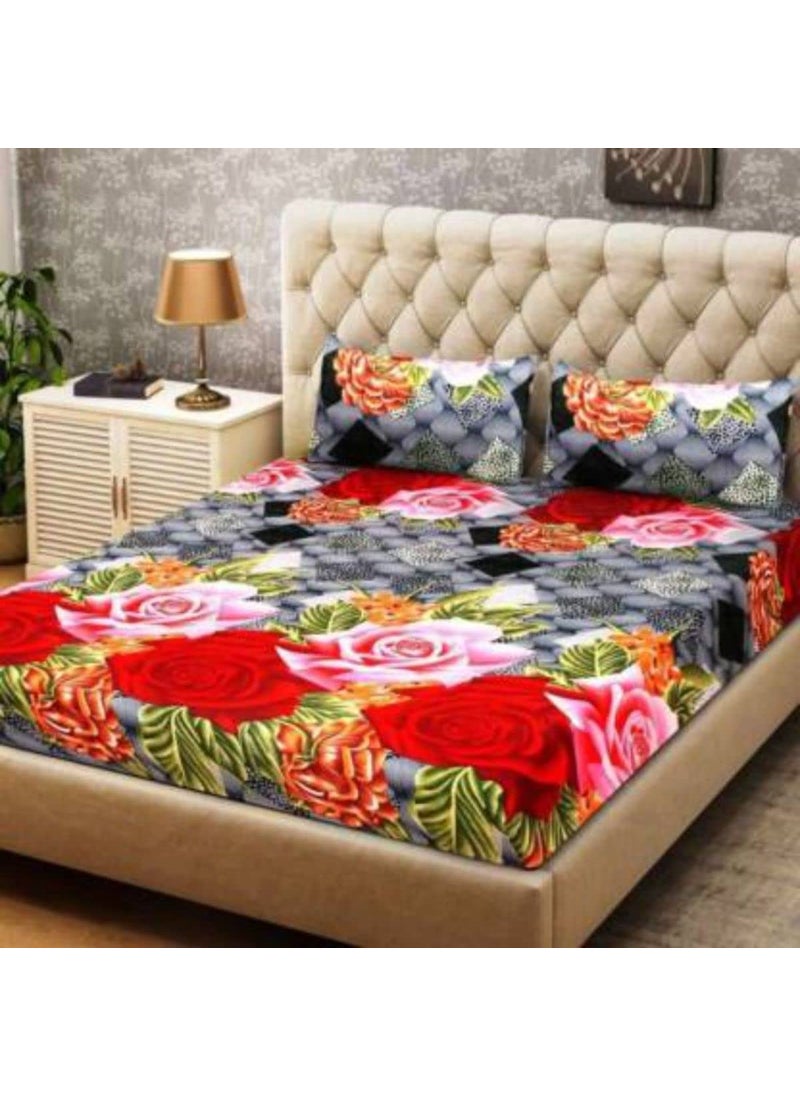 Supreme Home Collective 144 TC Microfiber 1 Double BedSheet with 2 Pillow CoversCoffee