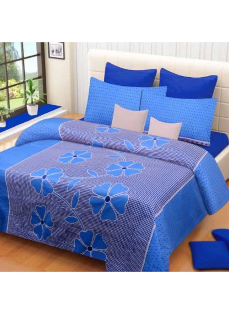 Supreme Home Collective 144 TC Microfiber 1 Double BedSheet with 2 Pillow CoversBlue