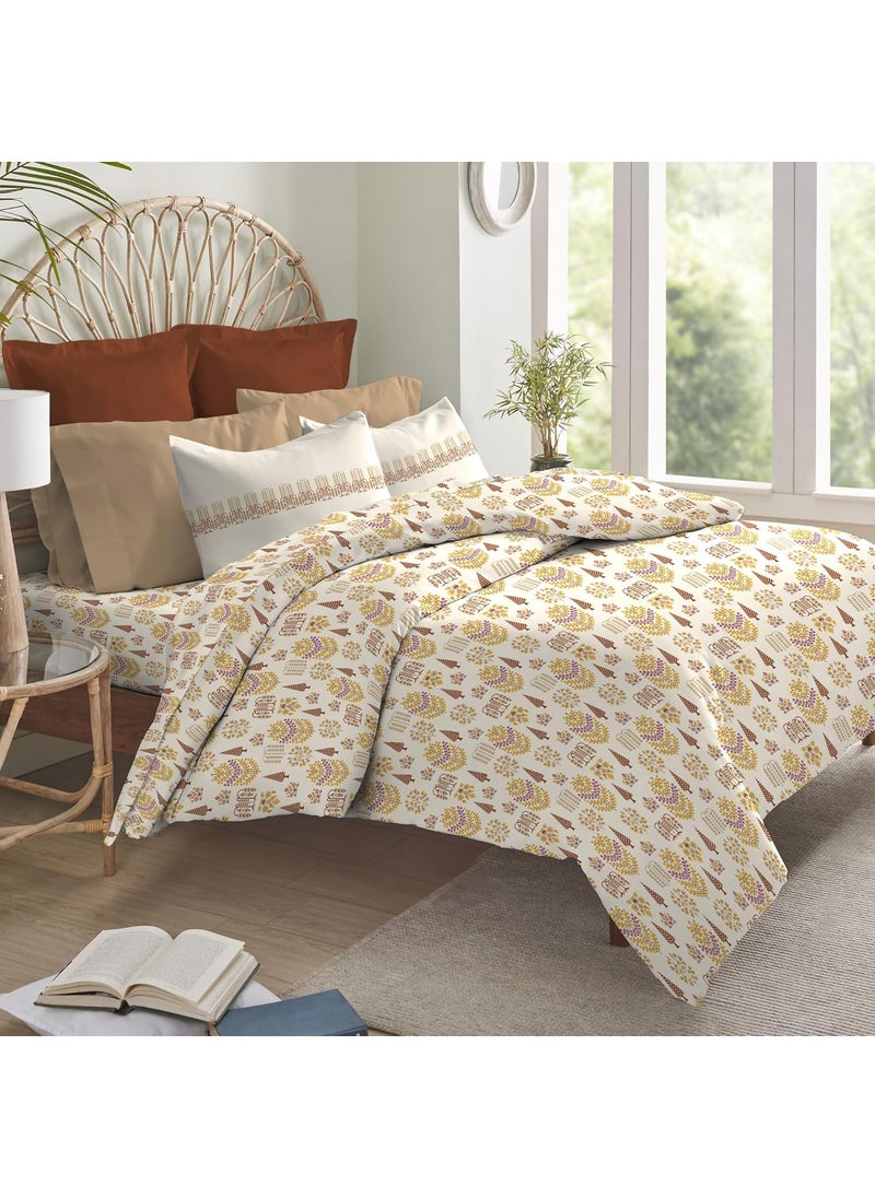 Trident Earth Lover King 3Piece Bedsheet Set 100 Cotton Bedsheet for Double Bed 1 King Size Bedsheet with 2 Pillow Covers Superior Softness 144 Thread Count Charbagh