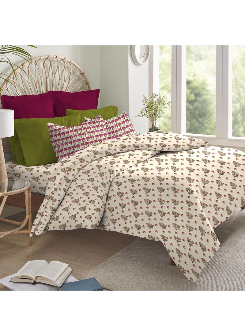 Trident Earth Lover King 3Piece Bedsheet Set 100 Cotton Bedsheet for Double Bed 1 King Size Bedsheet with 2 Pillow Covers Superior Softness 144 Thread Count Gulab
